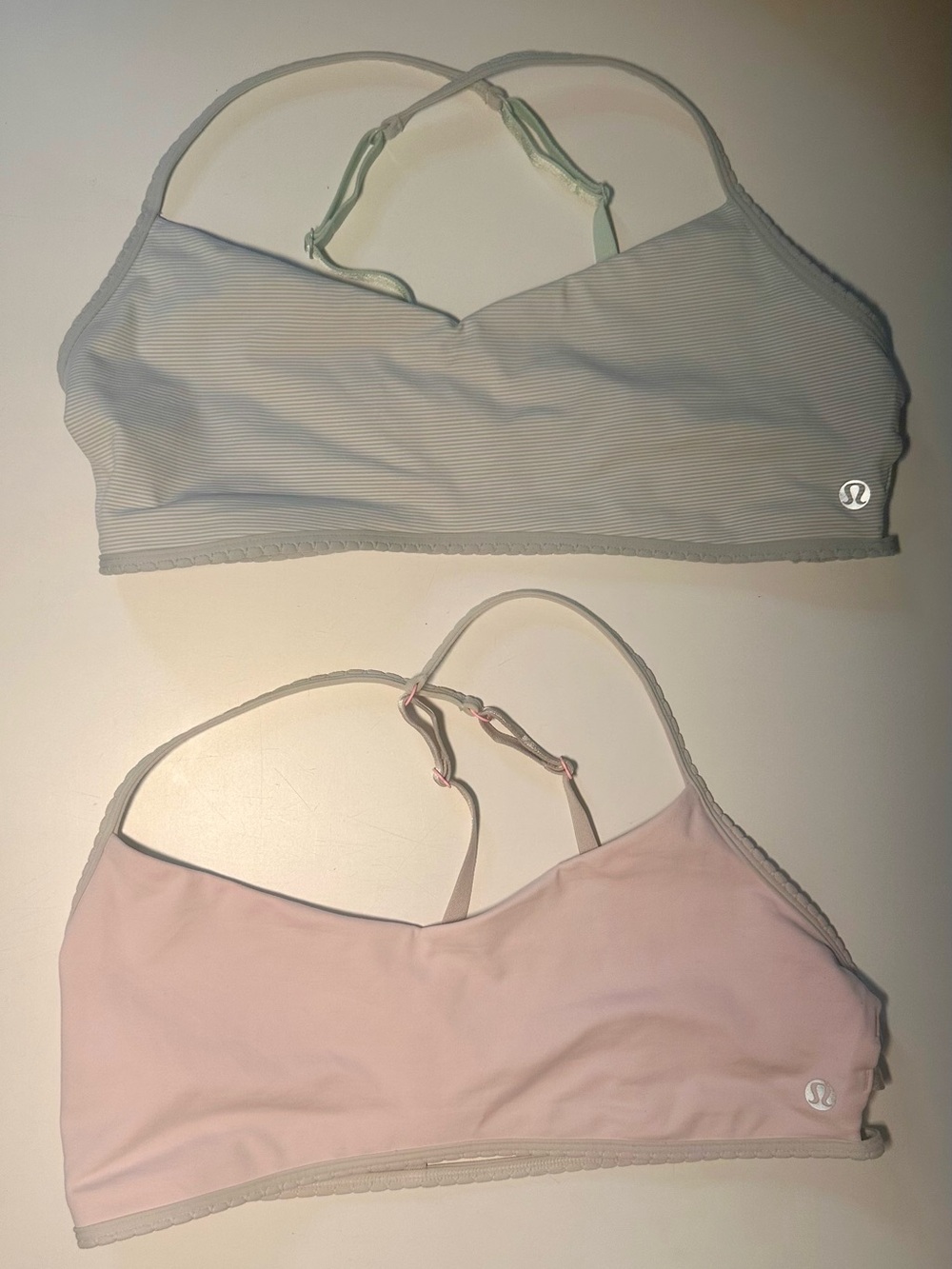lululemon Strappy Sports Bra Bundle 2pc Size 10 Pink/Blue Gray